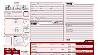 Tutorial Random Character Generator with Character Sheet PDF Marvel Multiverse Role-playing Game RPG