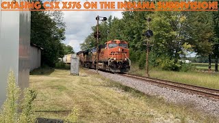 Chasing BNSF 5773 & UP 5797 on CSX X576 from Osgood to Aurora IN on the Indiana Subdivision!