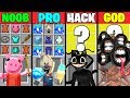 Minecraft battle piggy lscraft crafting challenge  noob vs pro vs hacker vs god  funny animation