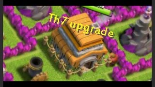 clash of clans upgrading to town hall 7 and buying the barbarian king!