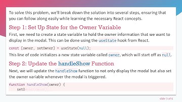 How to Pass Parameter Values into a Modal Box with React