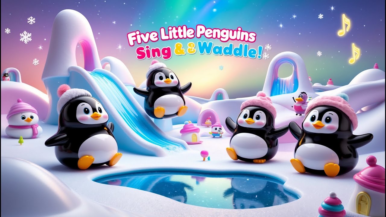 Five Little Penguins 🐧 ️ | Nursery Rhyme & Fun Animal Song for Kids ...