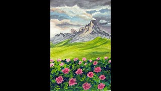 Peaceful mountain view #Nature #Mountain #Peaceful #Serene #Stillness #Art #Painting #Flowers