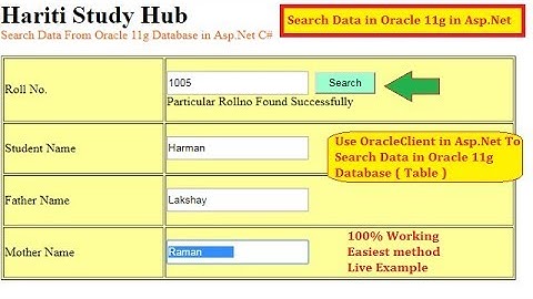Search Data in Oracle 11g Database in Asp.Net C# | Hindi | Oracle Database | Free Online Classes