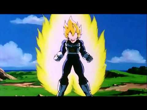 USSJ Vegeta VS Cell Final Flash (REMASTERED) animated gif