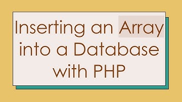 Inserting an Array into a Database with PHP