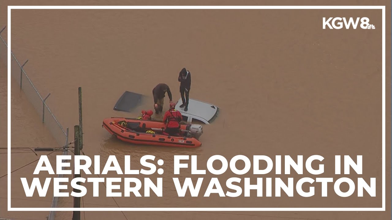 Sky8 aerials: Flooding along I-5 in western Washington - YouTube