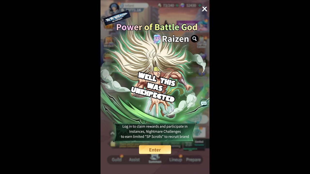 Raizen SP Arrives "Unexpectedly" Sorry Enki Full Breakdown Yu Yu Hakusho: Slugfest