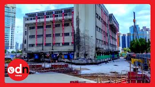 The Walking Building: 7,600 Ton School Relocated in Shanghai