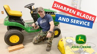 John Deere 100 series sharpen blades and grease fittings