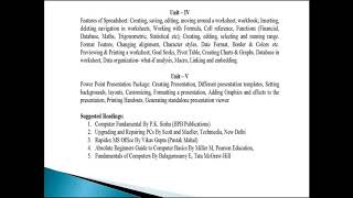 B.A. Part I- Computer Application-Overview of Syllabus