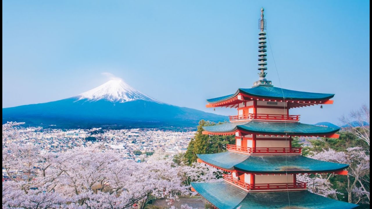 【空撮MOVIE】新倉山浅間公園 ー忠霊塔の桜と富士山ー CherryBlossoms🌸sakura in japan 　Chureito  Mt.Fuji