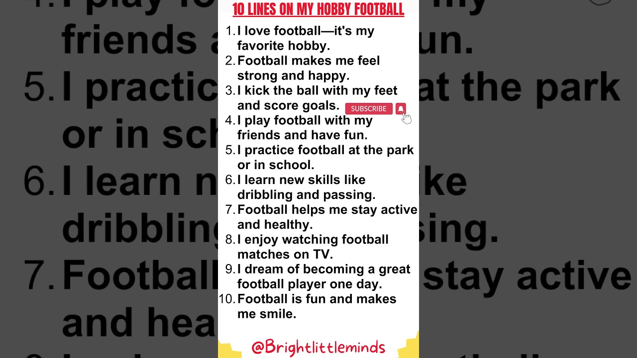 10 Lines on My Hobby Playing Football in English || Essay Writing