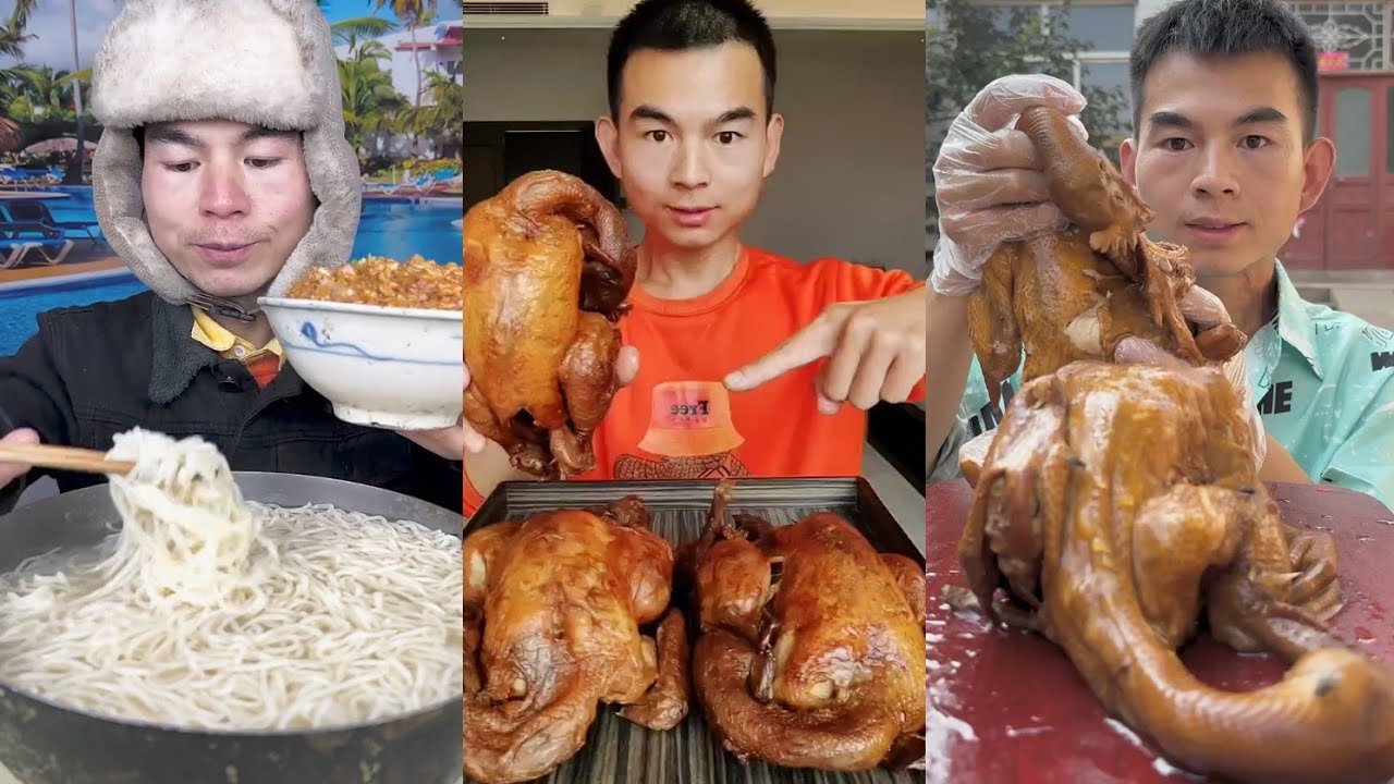 Mukbang Foodie Meat 🍖🥓 Pork Chicken 🍗 Noodles 🍜 with Chinese food 