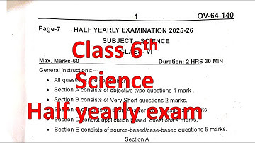 Class-6 Science Half Yearly Exam Question Paper / Term-1 Session 2025-26 By let