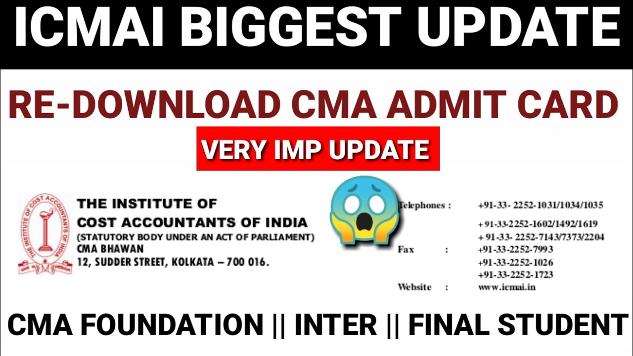 ICMAI official Update || Biggest Update || cma Exam December 2022 - YouTube