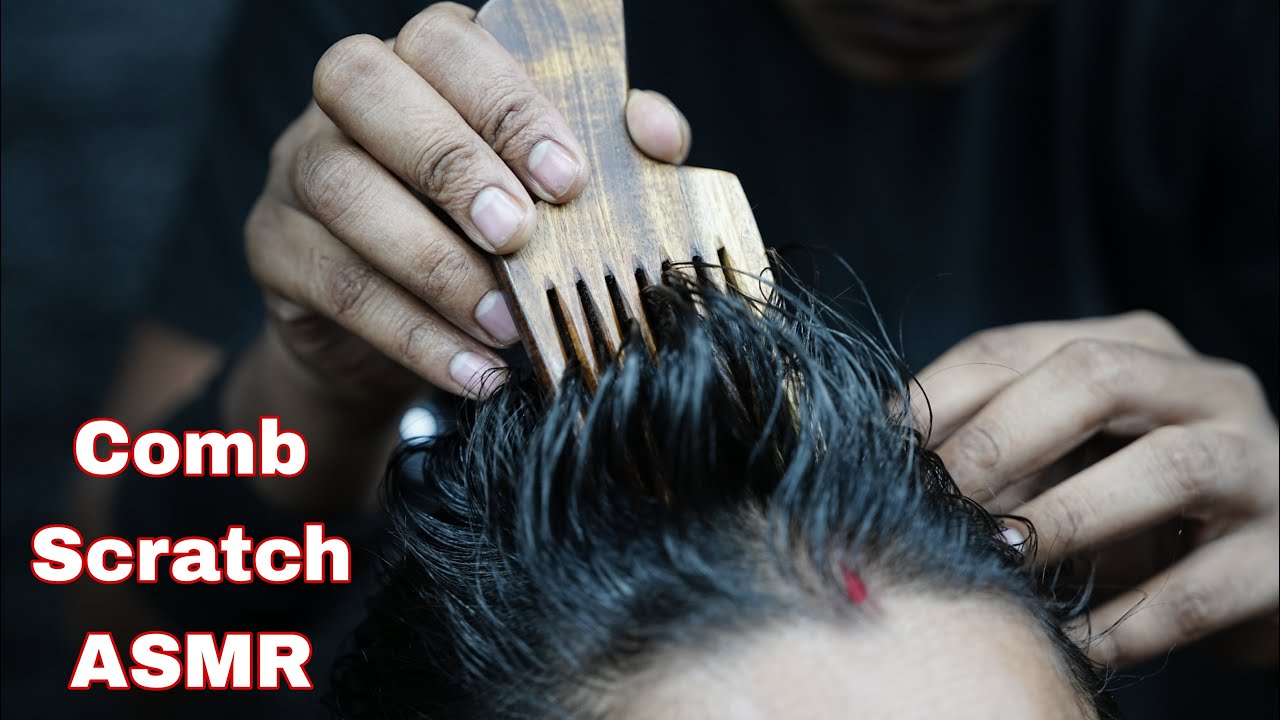 ASMR Wooden Comb Massage | ASMR Sculp Scratching With Comb | Female Hair Combing ASMR