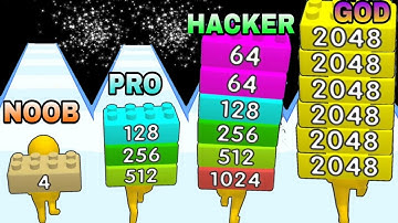 NOOB VS PRO VS HACKER VS GOD in Brick Runner 2048  Update 2024