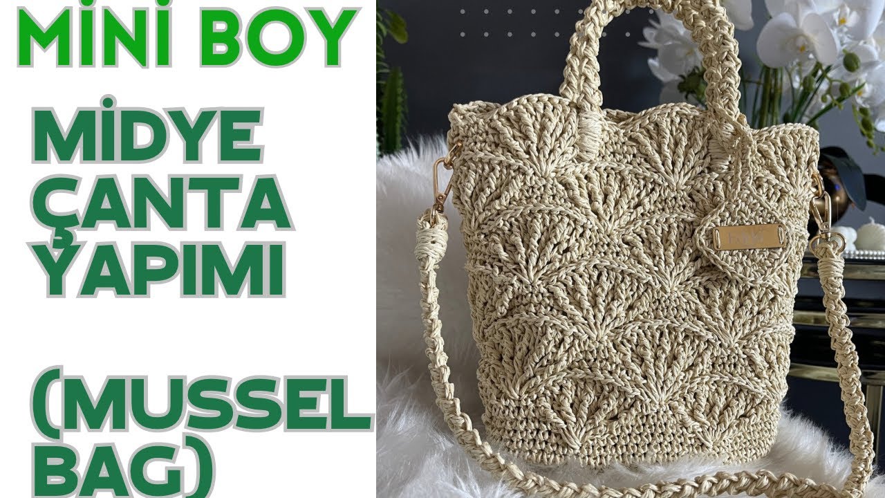🦪MİNİ BOY MİDYE ÇANTA YAPIMI☘️musselbag.kağıtip midye çanta.#handmade #diy #musselbag#crochet #örgü
