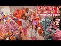 CHRISTMAS MORNING OPENING PRESENTS Mega HAUL with FUN FAMILY THREE Ava Isla Olivia