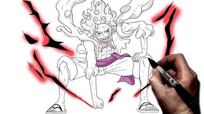 How to draw Luffy from One Piece GEAR 5 #1 