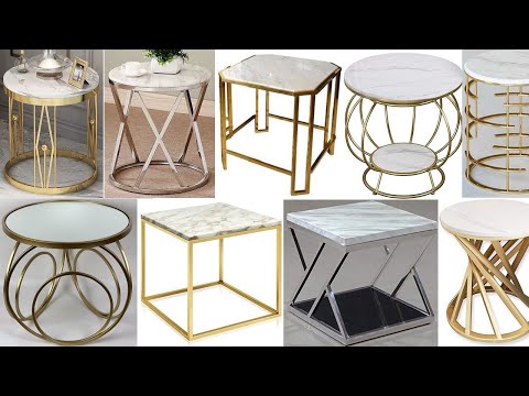 Metal frame marble top coffee table and side table designs as metal furniture ideas 2