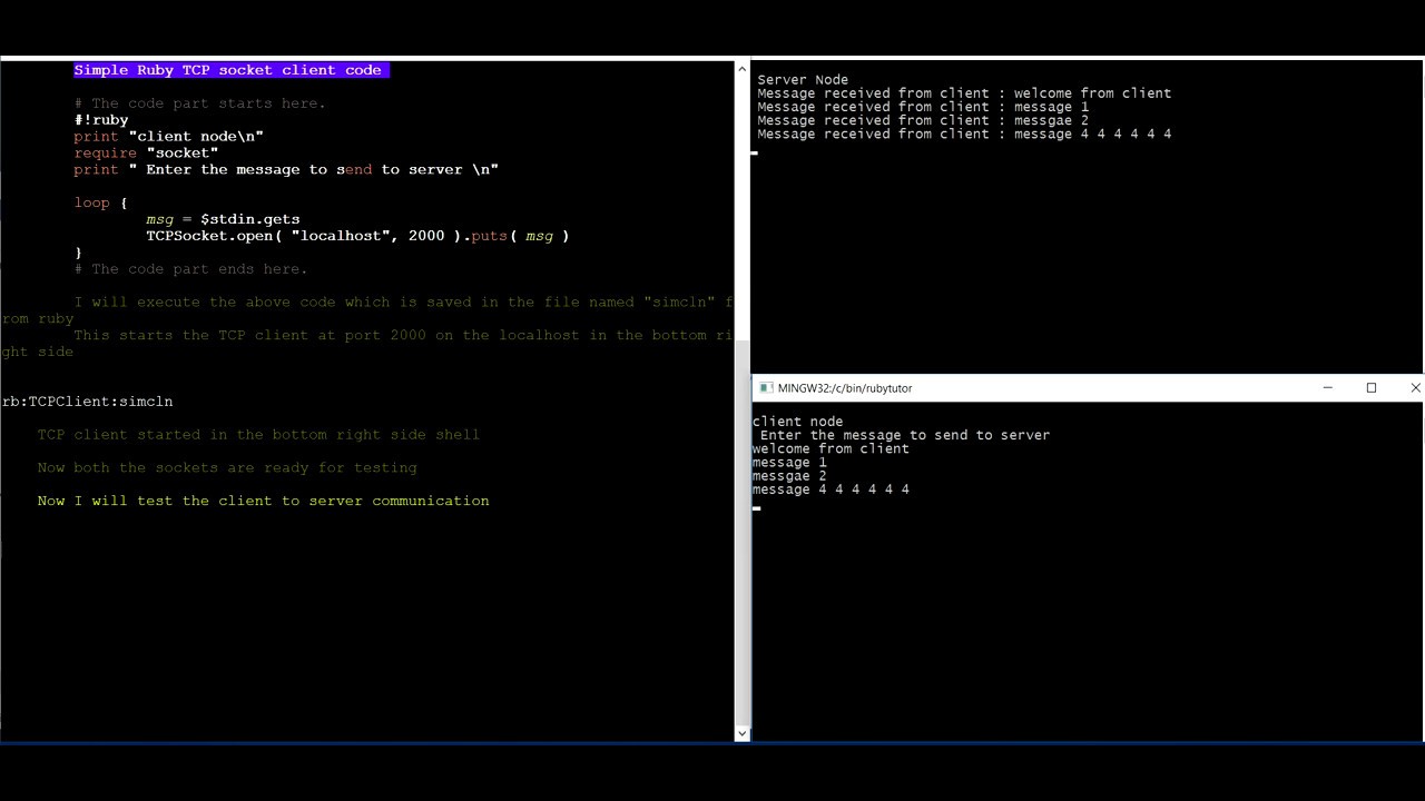 Ruby very simple socket - YouTube