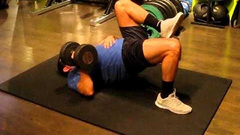 1 Arm Dumbbell Floor Press w/ Single Leg Glute Bridge Iso Hold (Same Arm/Leg)