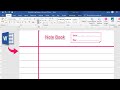 How to create Printable Note Book Page in Ms word 2019 | Note Book Page design in Ms word