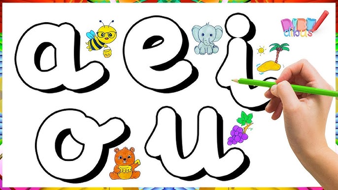 Dibuja y Colorea LAS VOCALES ✏️ Para Niños 🅰️🅱️🌈 | ¡Dibuja, Aprende y diviértete! - YouTube vocales-para-colorear