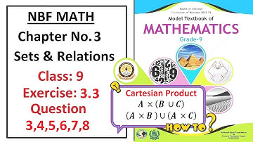 Math Class 9 (NBF) Exercise 3.3 Questions 3, 4, 5, 6, 7, 8 (Cartesian Products)  Solution – (FBISE)