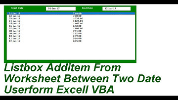 Listbox Additem From Worksheet Between Two Date Excell VBA