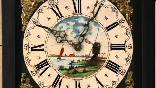 Dutch Hand Painted Folk Art Vintage Grandfather Clock, Hermle Movement E-20313