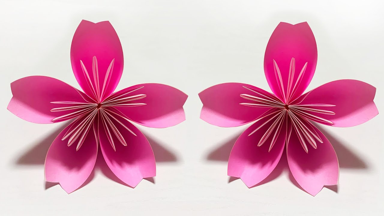 決定版】一番簡単な桜の折り方 🌸 5枚で可愛く作れる！壁面飾り