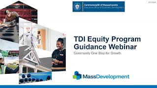 FY26 One Stop Webinars: TDI Equity Investment Program