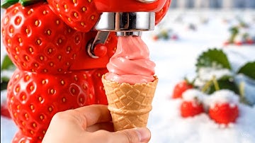 AI ASMR Satisfying Magical Ice Cream Machine | Surreal Soft Serve of Strawberry🍓 | Elisadetrolnewera