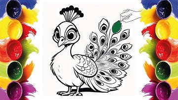 Peacock Coloring Tutorial | K-Pop Demon Hunters Coloring | Art Markers |  MINI ARTIST WORLD