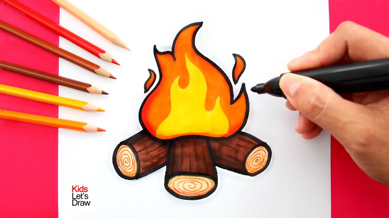 Cómo dibujar una FOGATA Fácil | How to draw a Campfire easy - thptnganamst.edu.vn