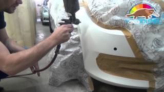 Ремонт задиров на пластиковом бампере BMW 3 - ремонт бампера автомобиля в 