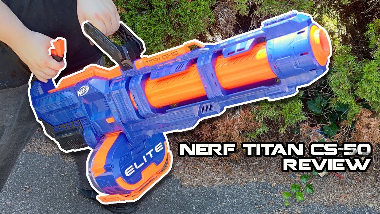 Nerf Elite Titan CS-50 Toy Blaster Fully Motorized 50 Dart Drum 50 ...