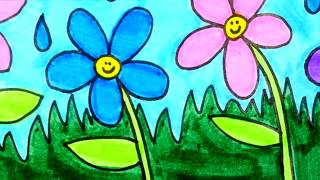 flowers drawing draw flower drawings coloring colorful paintingvalley pages