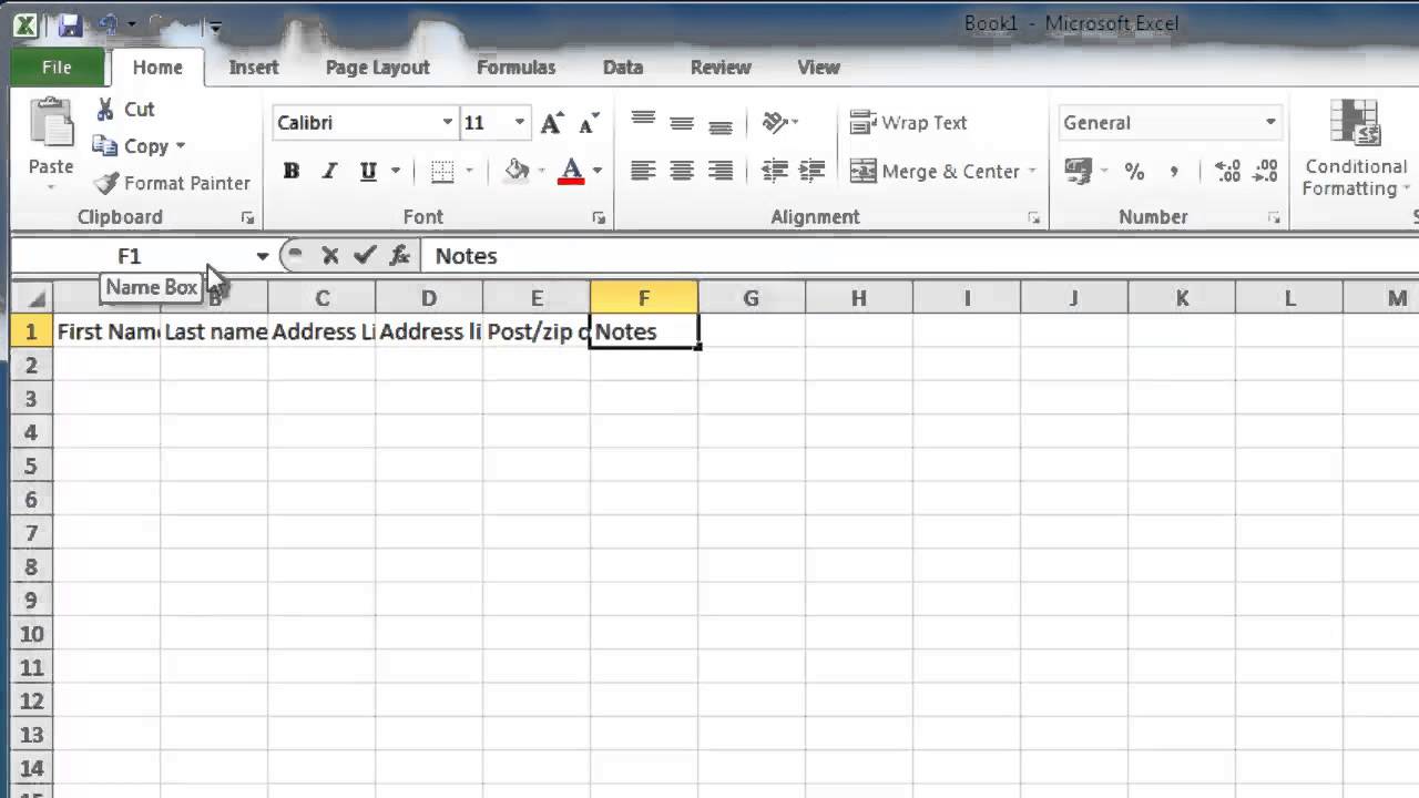 How To Make Address Book In Excel 2010 Youtube