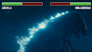 Godzilla vs. King Ghidorah WITH HEALTHBARS | First Fight | HD | Godzilla: King of the Monsters