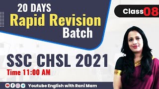SSC CHSL 2021 | Rapid Revision Batch Class -8 | English with Rani Ma'am