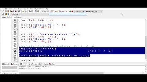 calculer le produit scalaire de deux vecteurs en C