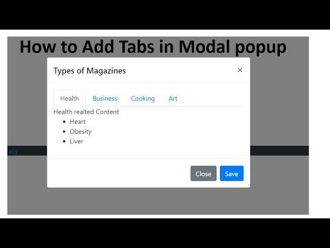 How to add Tabs in bootstrap Modal Popup | ASP.NET CORE