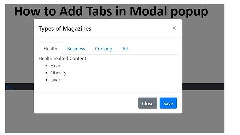 How to add Tabs in bootstrap Modal Popup | ASP.NET CORE