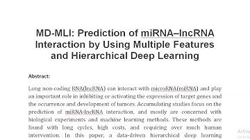 MD MLI Prediction of miRNA–lncRNA Interaction by Using Multiple Features and Hierarchical Deep Learn