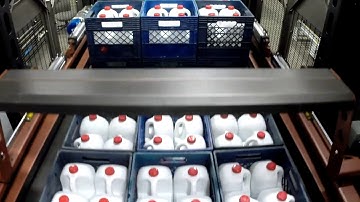 FL3000 Floor Level Palletizer Stacking Milk Crates