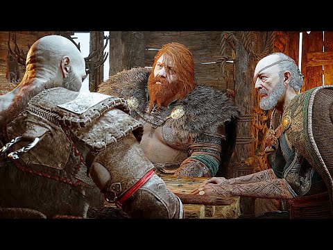 GOD OF WAR RAGNAROK - Kratos meets Thor and Odin Scene 4K